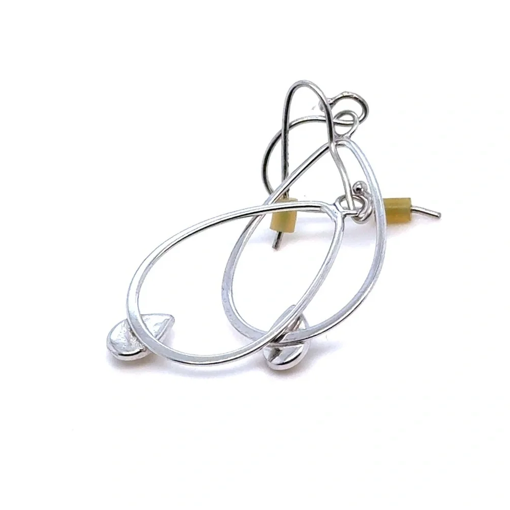 Silver 925 Teardrop‎ Earrings with White Accent - Women Jewelry